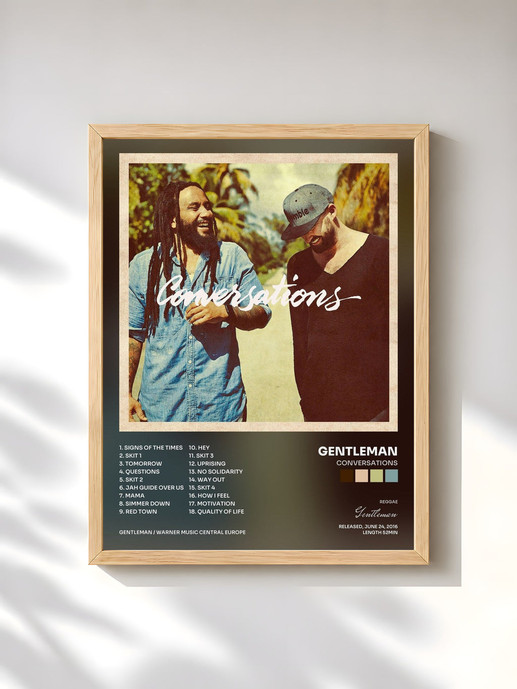 #bois Tableau de l'album Conversations de Gentleman, cadre en bois brut, imprimé et encadré en France
