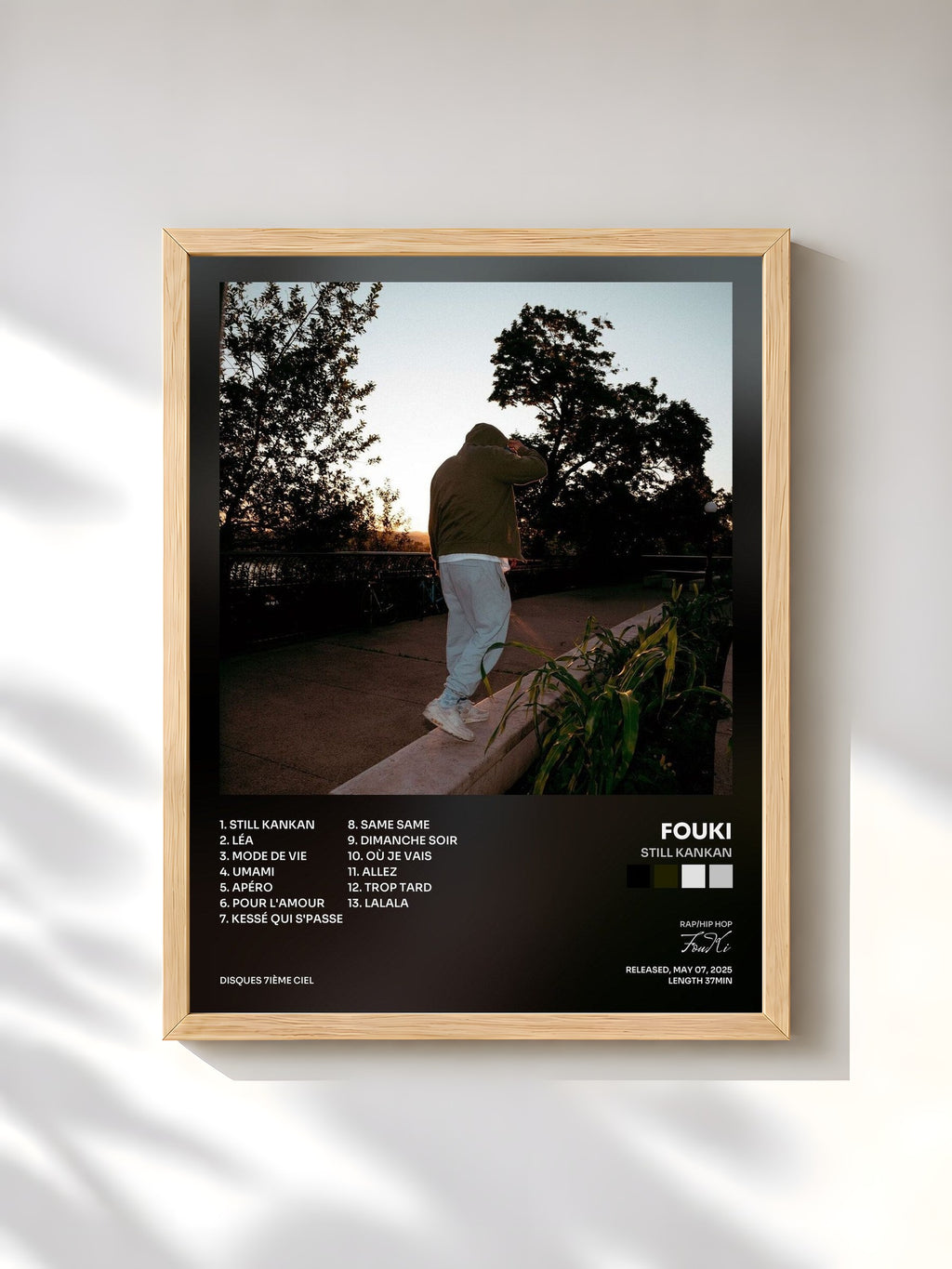 #bois Tableau de l'album Still Kankan de FouKi, cadre en bois brut, imprimé et encadré en France