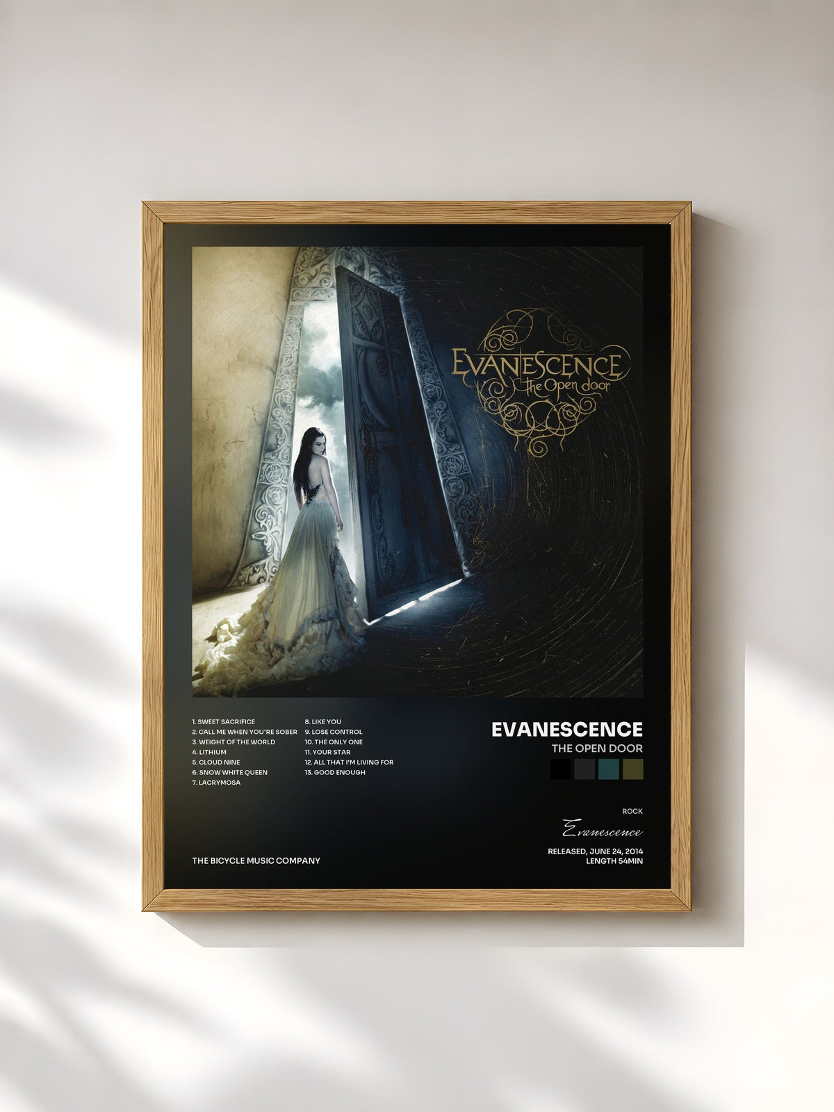 #bois Tableau de l'album The Open Door de Evanescence, cadre en bois brut, imprimé et encadré en France