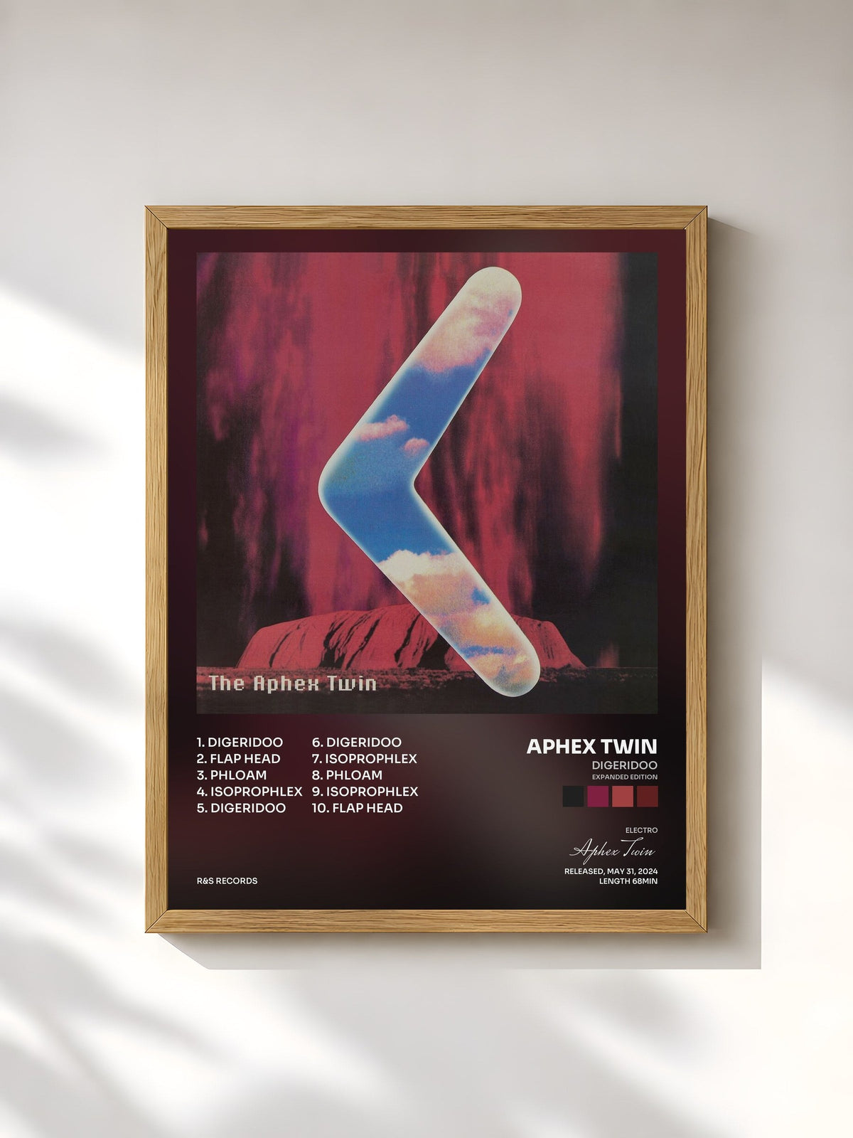 #bois Tableau de l'album Digeridoo (Expanded Edition) de Aphex Twin, cadre en bois brut, imprimé et encadré en France