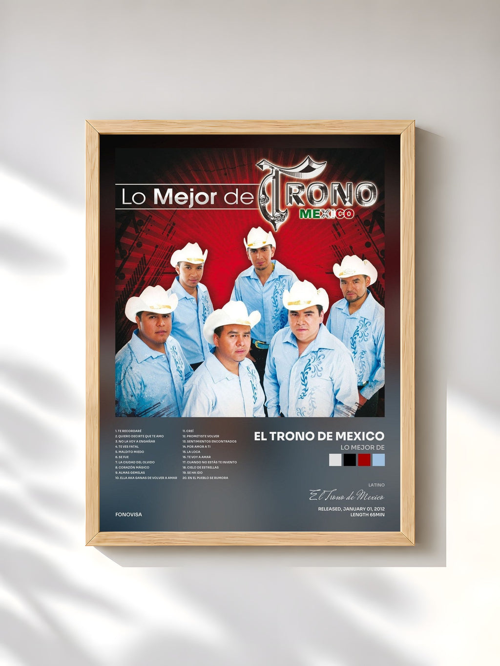 #bois Tableau de l'album Lo Mejor De de El Trono de Mexico, cadre en bois brut, imprimé et encadré en France