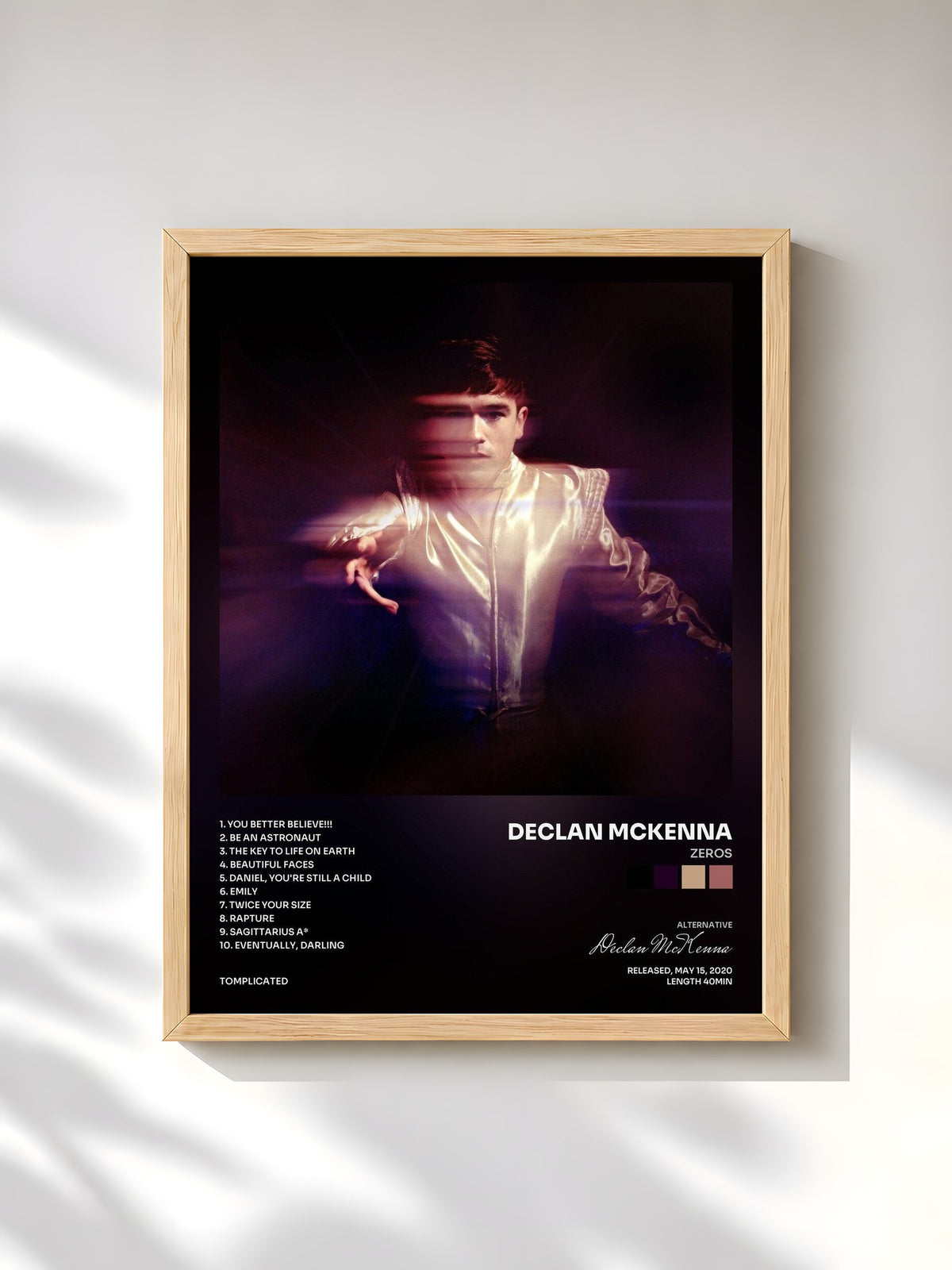 #bois Tableau de l'album Zeros de Declan McKenna, cadre en bois brut, imprimé et encadré en France