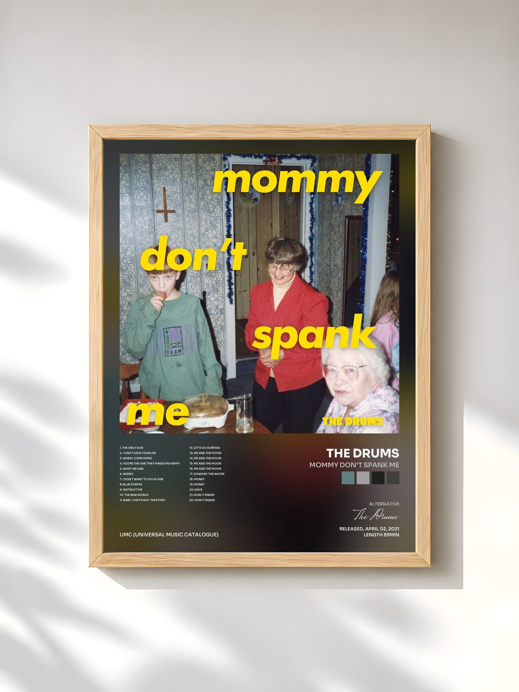 #bois Tableau de l'album MOMMY DON'T SPANK ME de The Drums, cadre en bois brut, imprimé et encadré en France