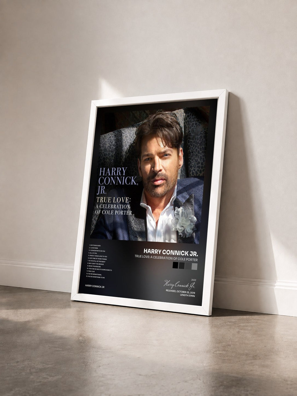 #blanc Tableau de l'album True Love: A Celebration Of Cole Porter de Harry Connick Jr. vu de trois quarts, cadre blanc