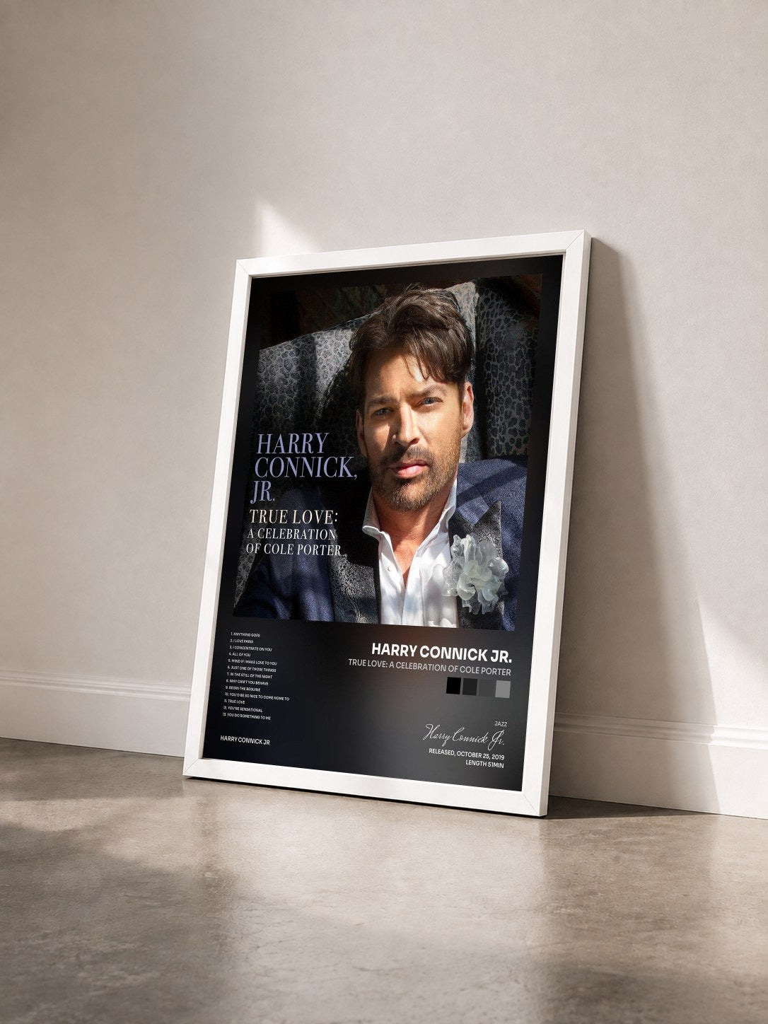 #blanc Tableau de l'album True Love: A Celebration Of Cole Porter de Harry Connick Jr. vu de trois quarts, cadre blanc