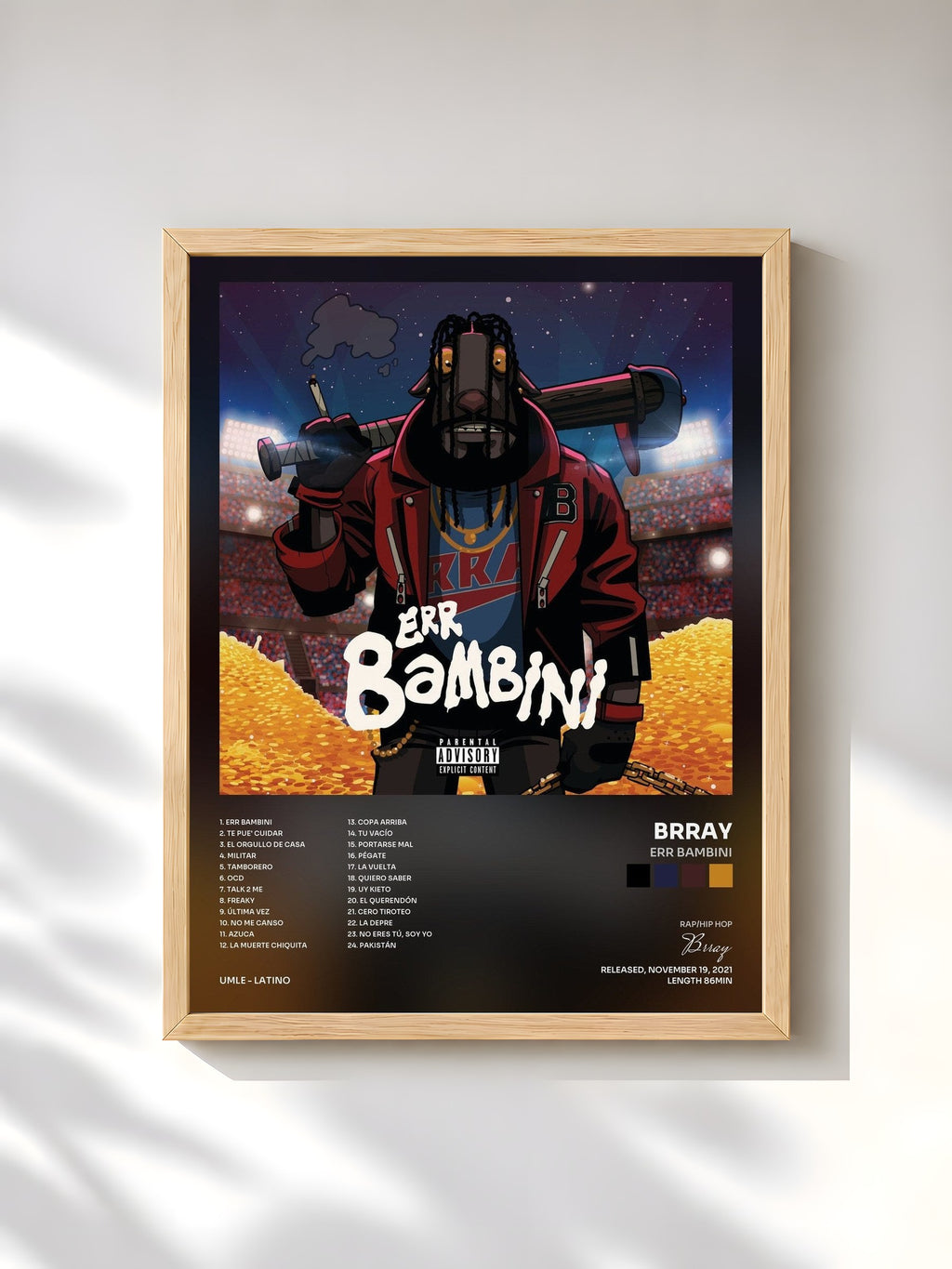 #bois Tableau de l'album Err Bambini de Brray, cadre en bois brut, imprimé et encadré en France