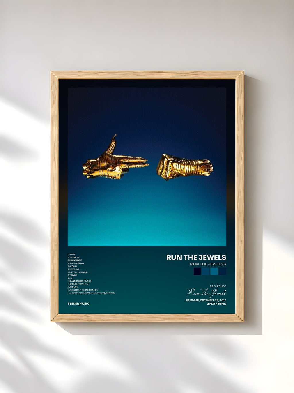 #bois Tableau de l'album Run The Jewels 3 de Run The Jewels, cadre en bois brut, imprimé et encadré en France