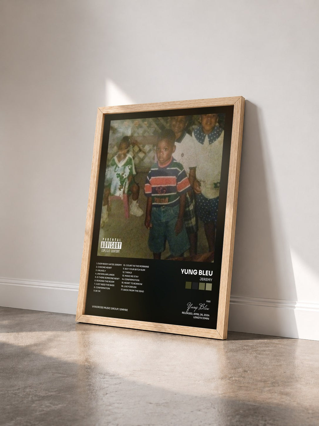 #bois Tableau de l'album Jeremy de Yung Bleu vu de trois quarts, cadre en bois brut