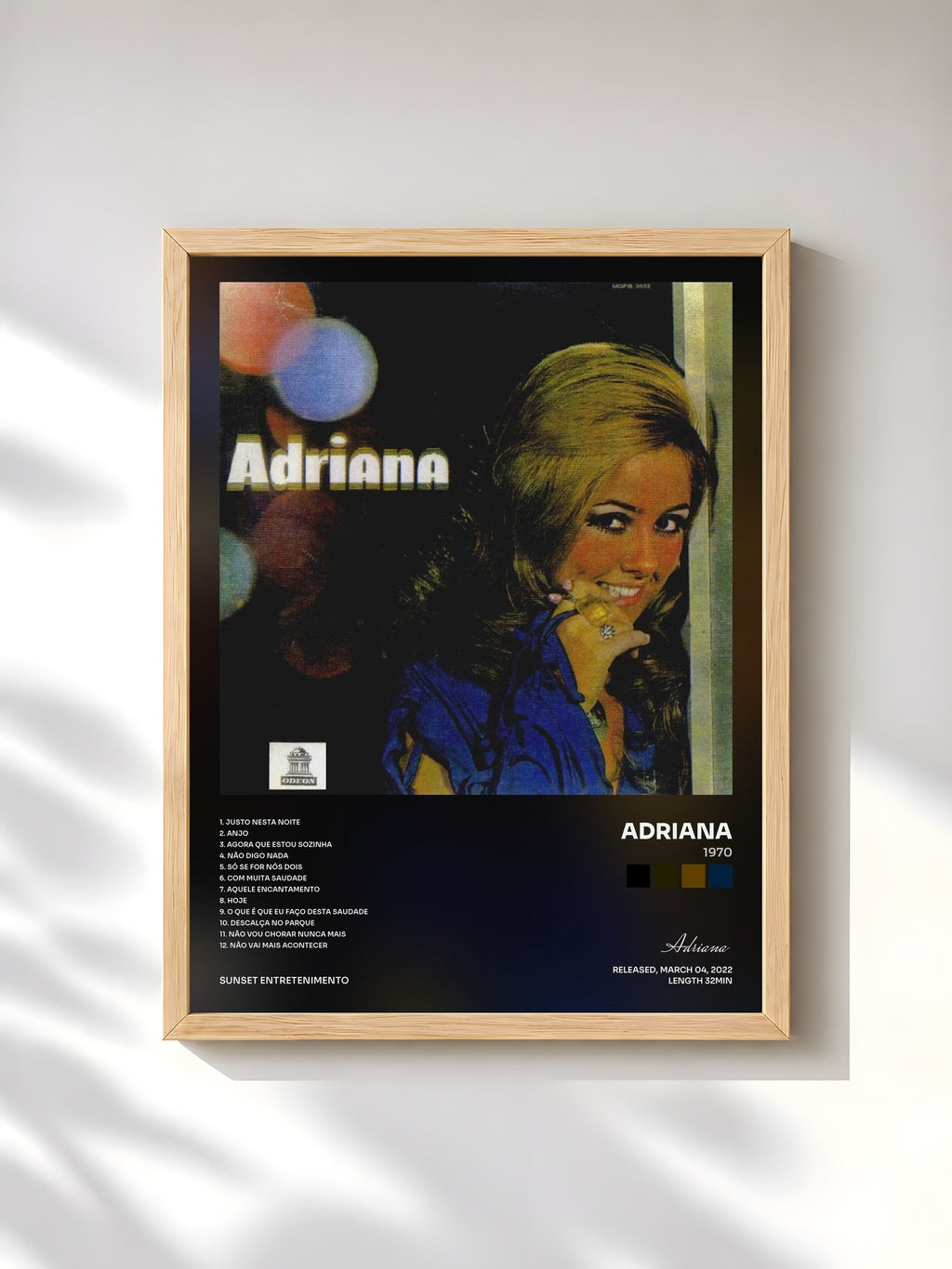 #bois Tableau de l'album 1970 de Adriana, cadre en bois brut, imprimé et encadré en France