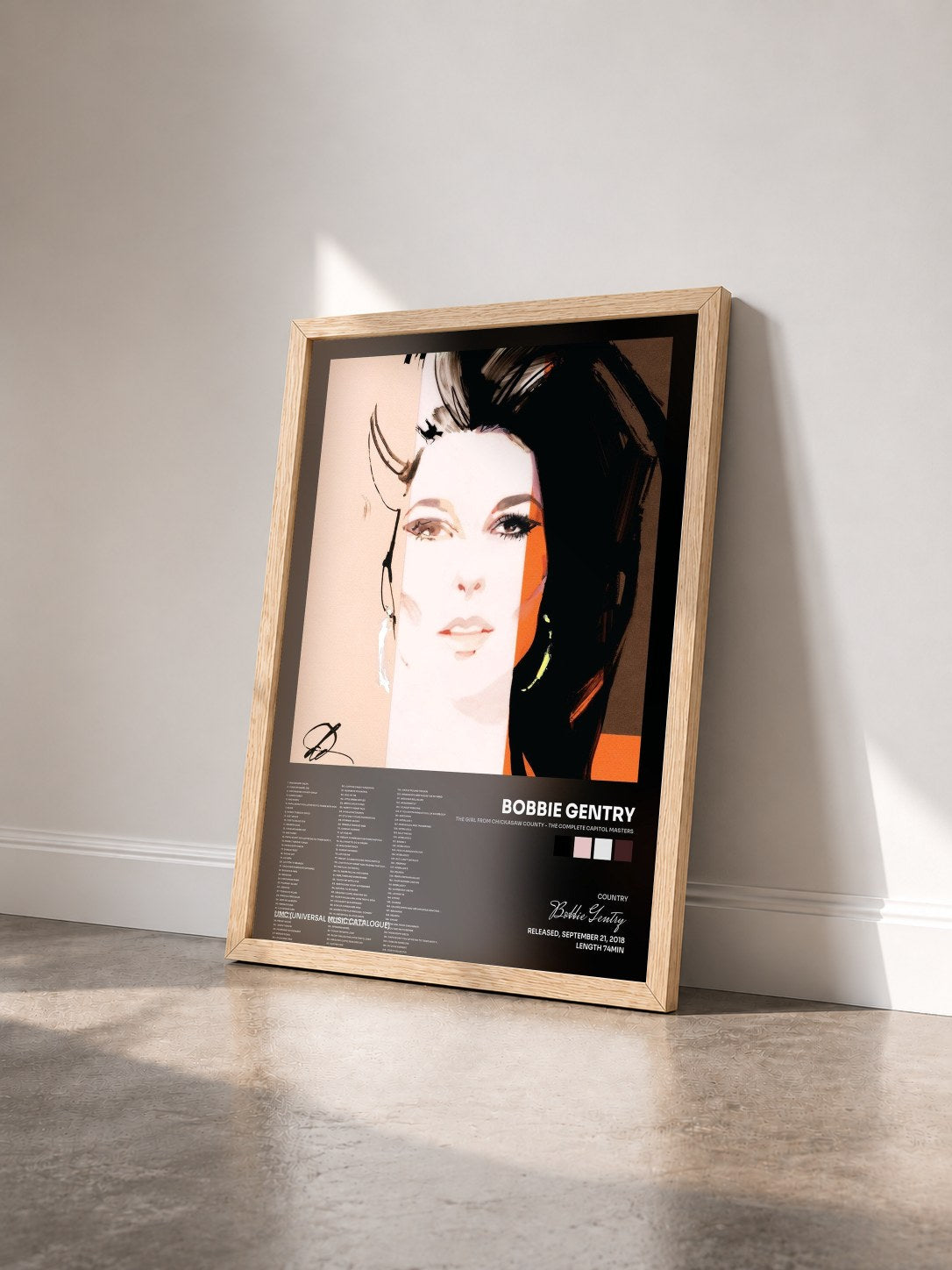 #bois Tableau de l'album The Girl From Chickasaw County - The Complete Capitol Masters de Bobbie Gentry vu de trois quarts, cadre en bois brut