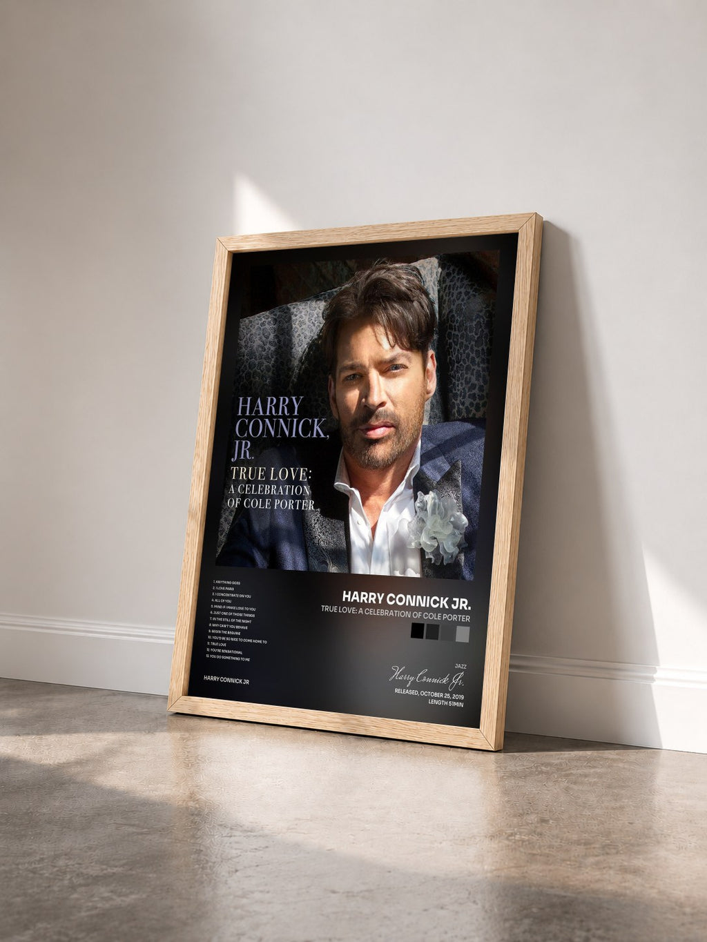 #bois Tableau de l'album True Love: A Celebration Of Cole Porter de Harry Connick Jr. vu de trois quarts, cadre en bois brut