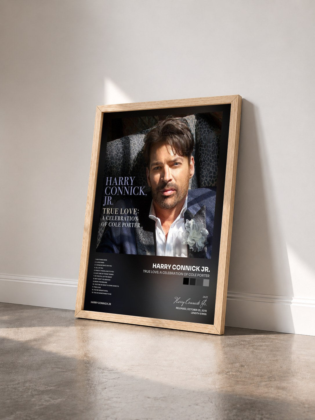#bois Tableau de l'album True Love: A Celebration Of Cole Porter de Harry Connick Jr. vu de trois quarts, cadre en bois brut