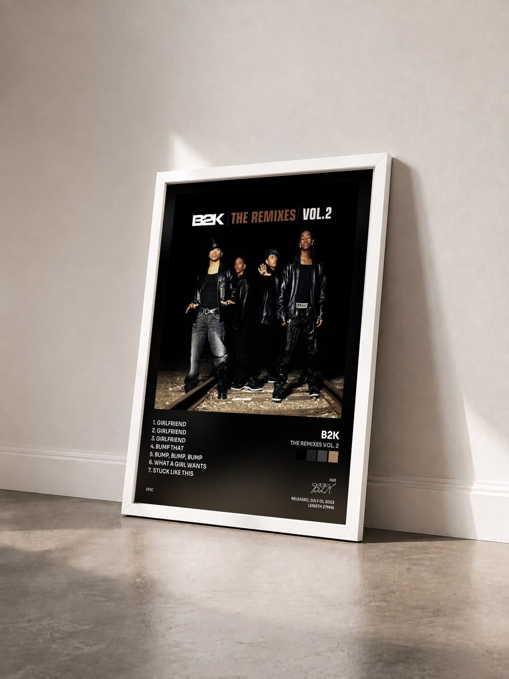 #blanc Tableau de l'album The Remixes Vol. 2 de B2K vu de trois quarts, cadre blanc