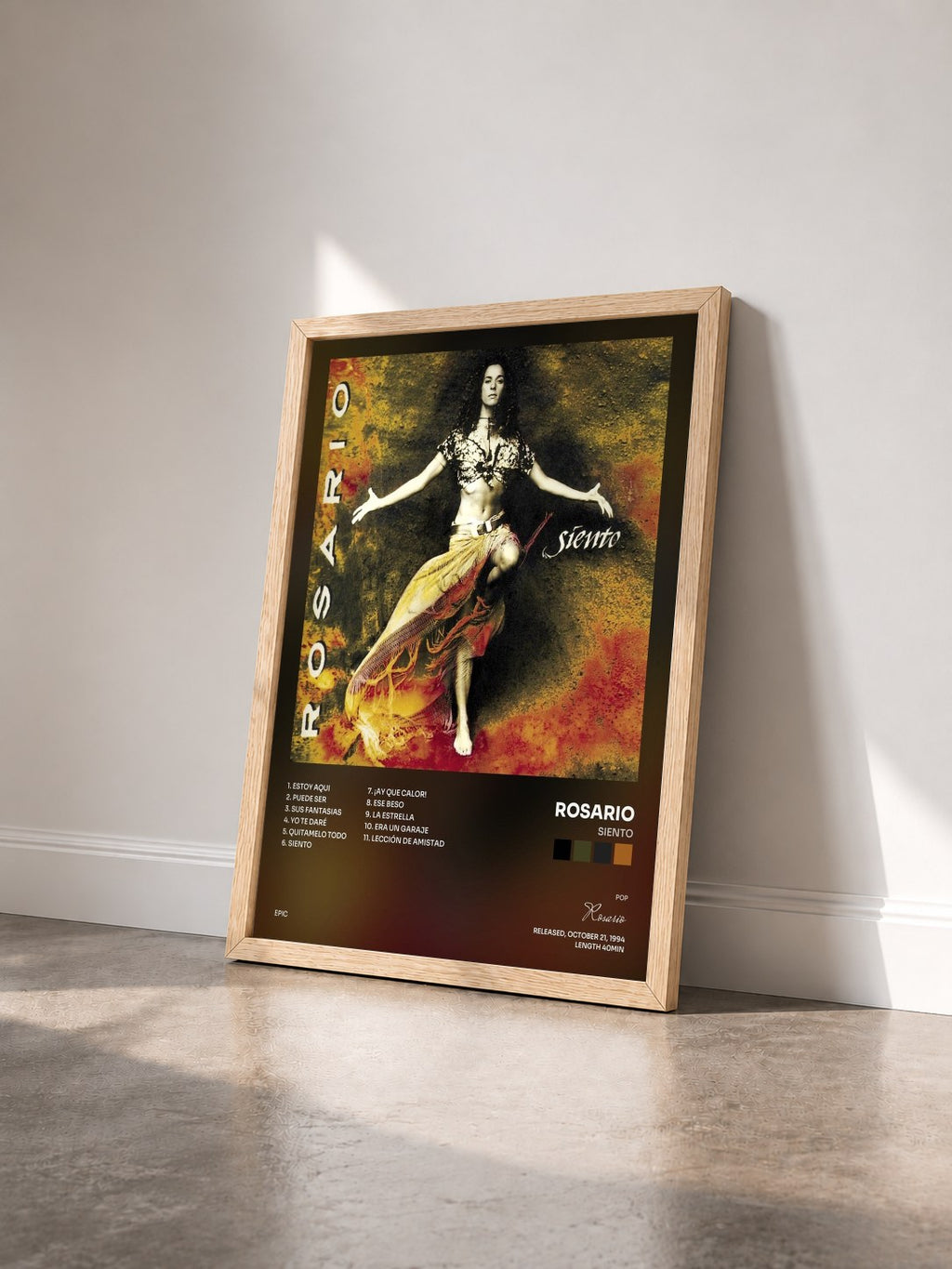 #bois Tableau de l'album Siento de Rosario vu de trois quarts, cadre en bois brut