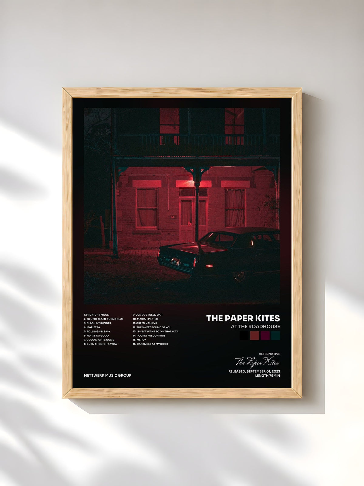 #bois Tableau de l'album At the Roadhouse de The Paper Kites, cadre en bois brut, imprimé et encadré en France