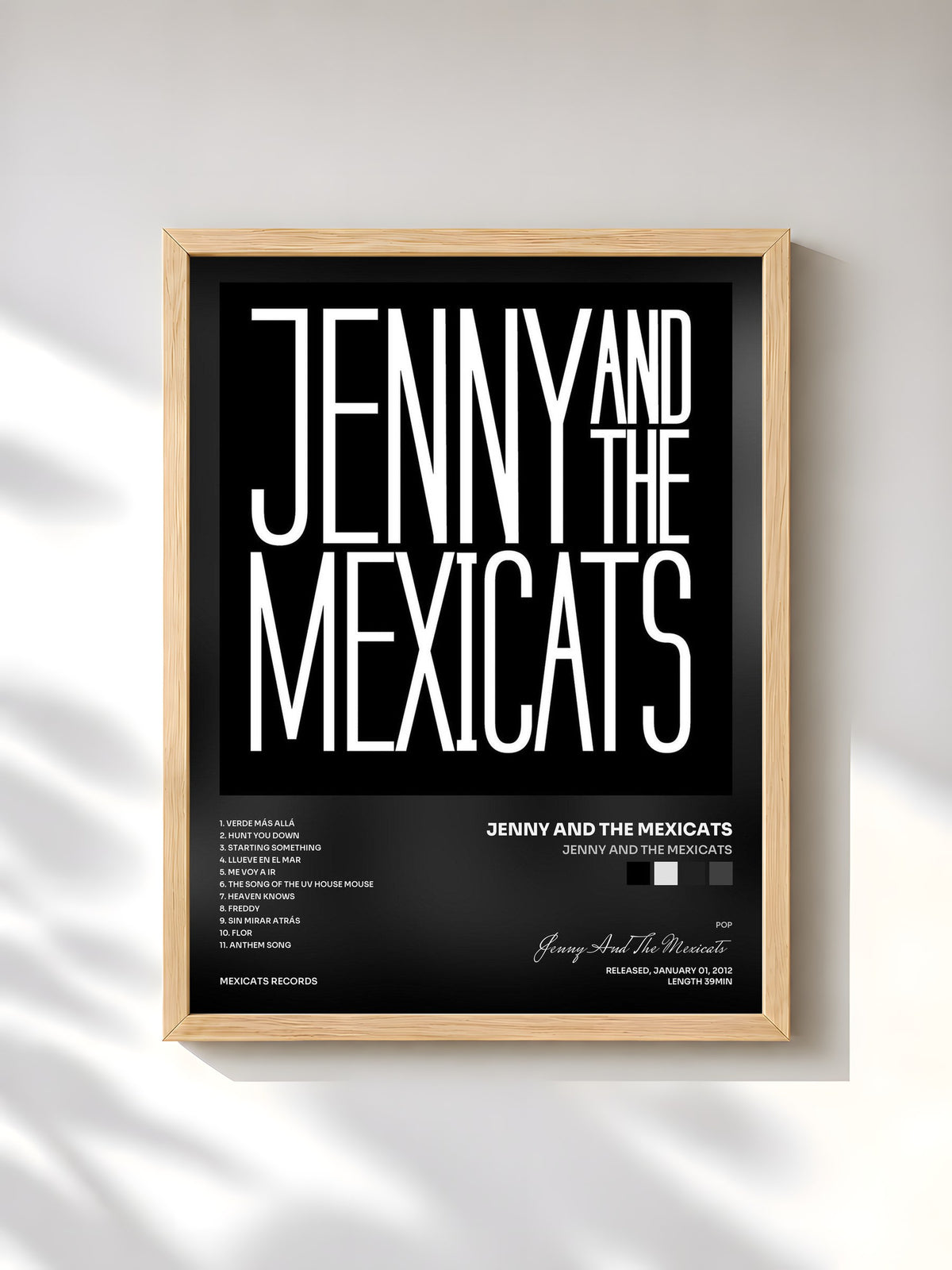 #bois Tableau de l'album Jenny And The Mexicats de Jenny And The Mexicats, cadre en bois brut, imprimé et encadré en France