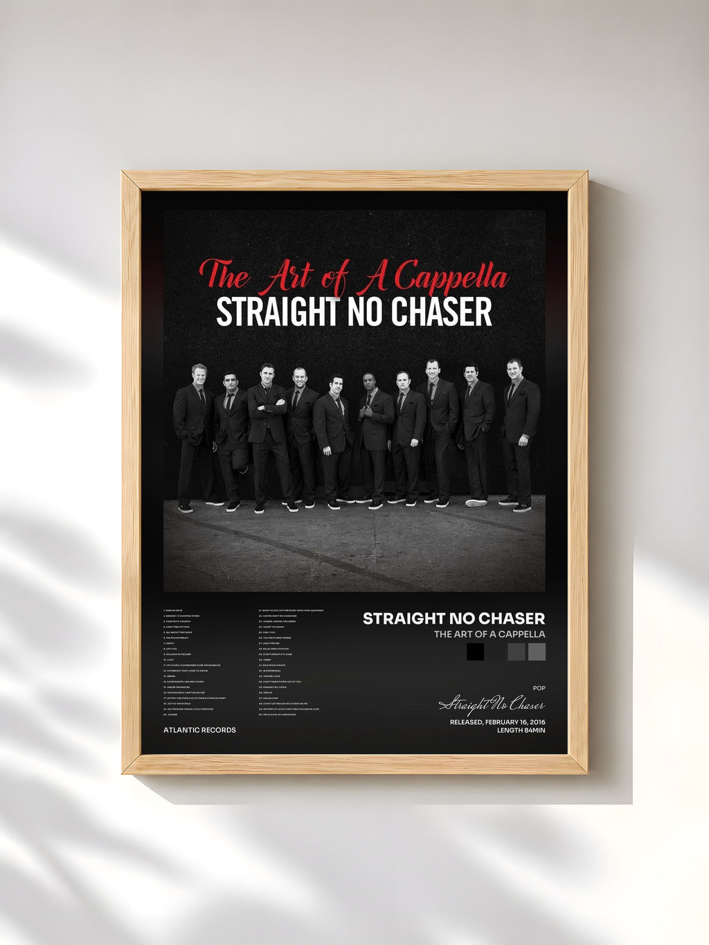 #bois Tableau de l'album The Art of a Cappella de Straight No Chaser, cadre en bois brut, imprimé et encadré en France
