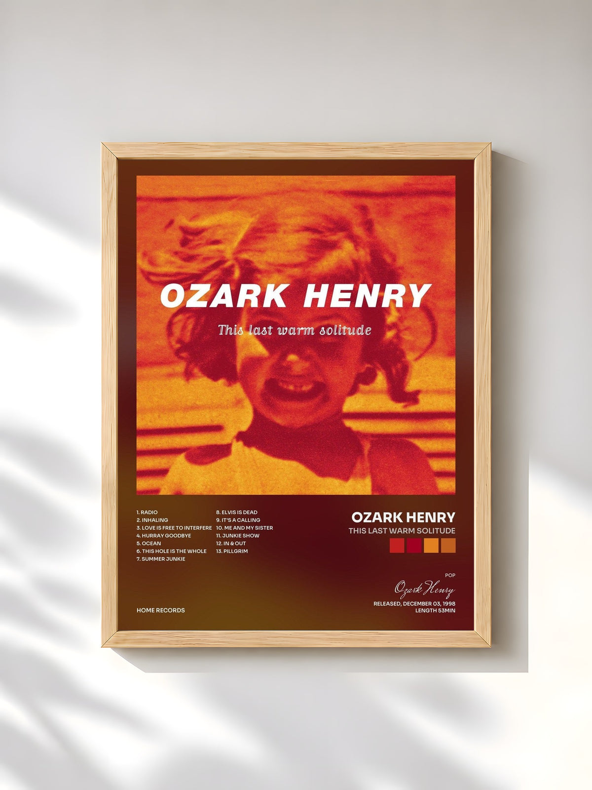 #bois Tableau de l'album This Last Warm Solitude de Ozark Henry, cadre en bois brut, imprimé et encadré en France