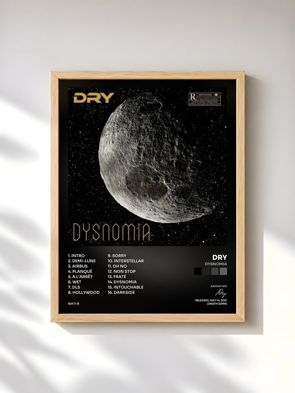 #bois Tableau de l'album Dysnomia de Dry, cadre en bois brut, imprimé et encadré en France