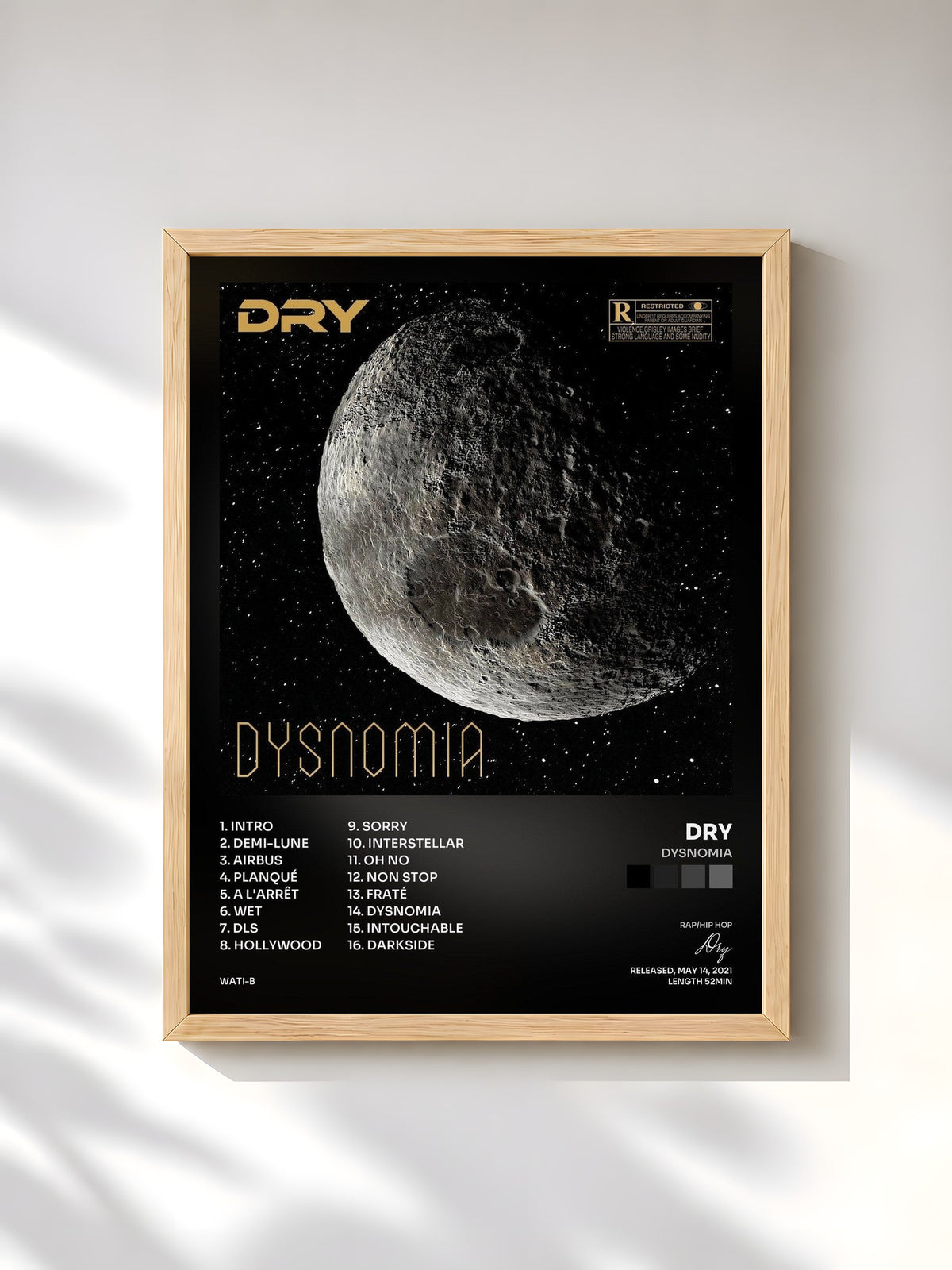 #bois Tableau de l'album Dysnomia de Dry, cadre en bois brut, imprimé et encadré en France