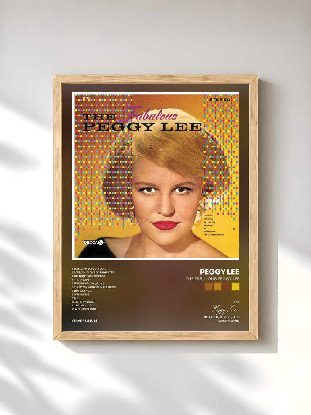 #bois Tableau de l'album The Fabulous Peggy Lee de Peggy Lee, cadre en bois brut, imprimé et encadré en France
