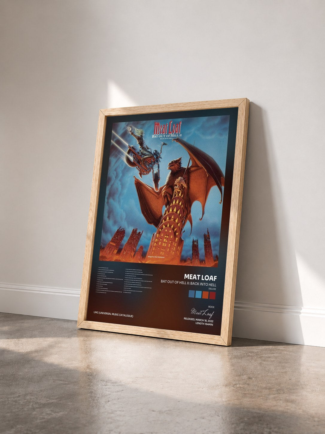 #bois Tableau de l'album Bat Out Of Hell II: Back Into Hell (Deluxe) de Meat Loaf vu de trois quarts, cadre en bois brut