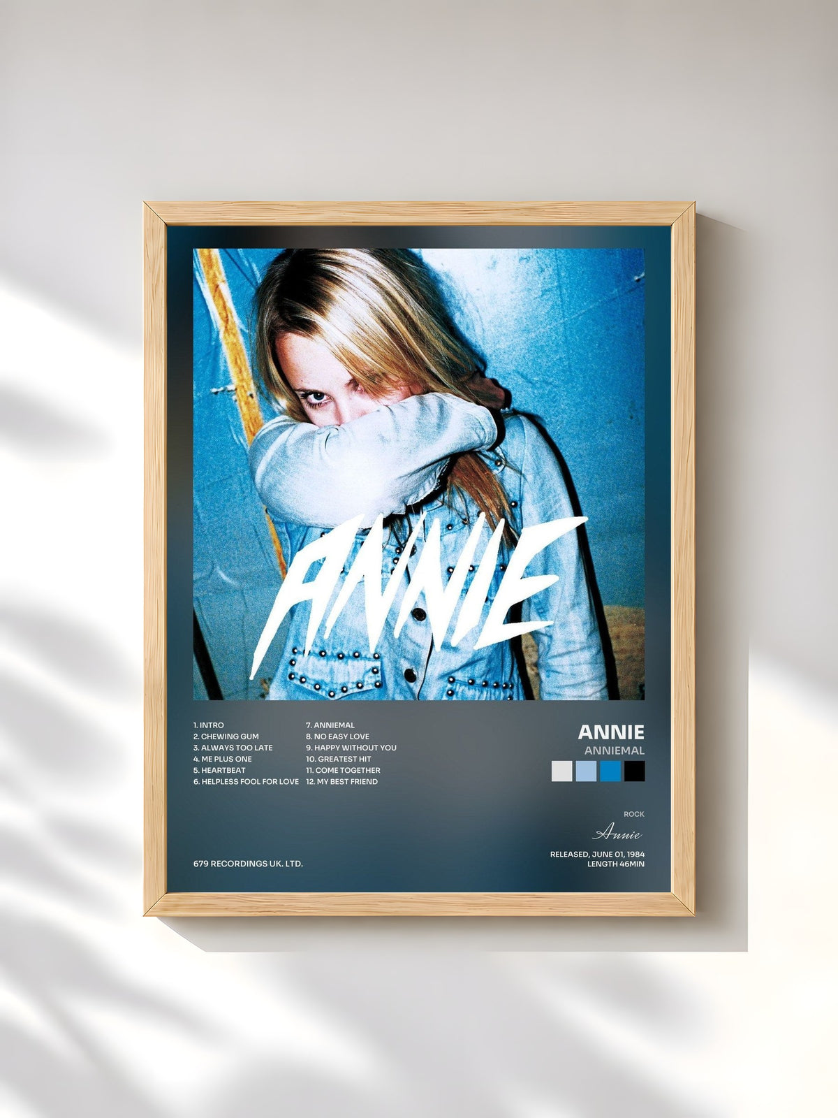 #bois Tableau de l'album Anniemal de Annie, cadre en bois brut, imprimé et encadré en France