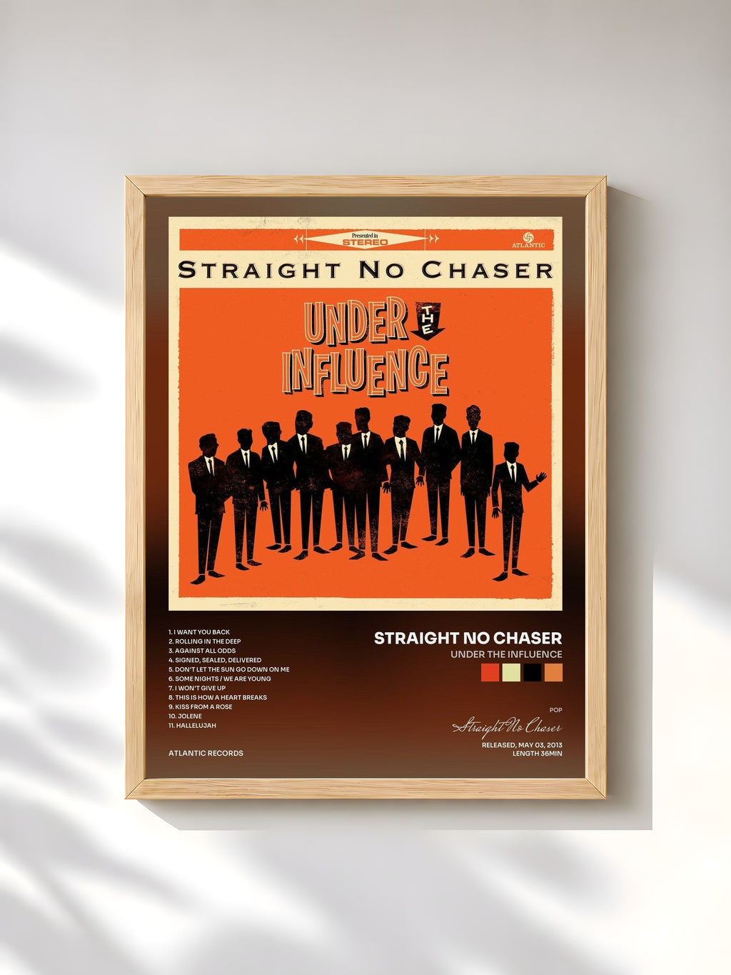 #bois Tableau de l'album Under the Influence de Straight No Chaser, cadre en bois brut, imprimé et encadré en France