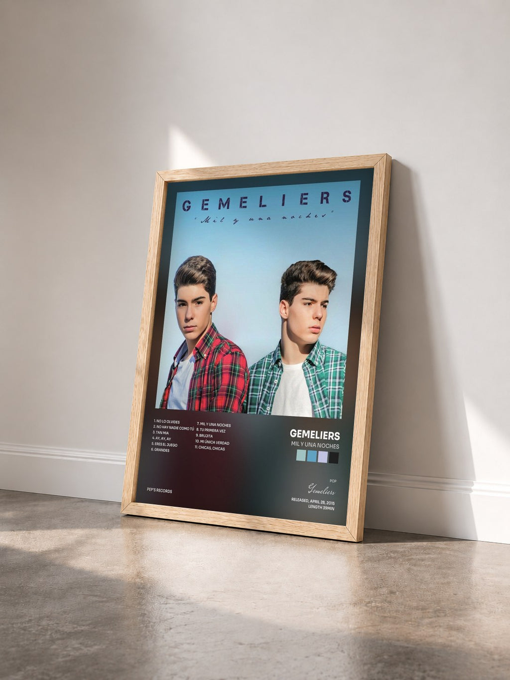 #bois Tableau de l'album Mil y una Noches de Gemeliers vu de trois quarts, cadre en bois brut