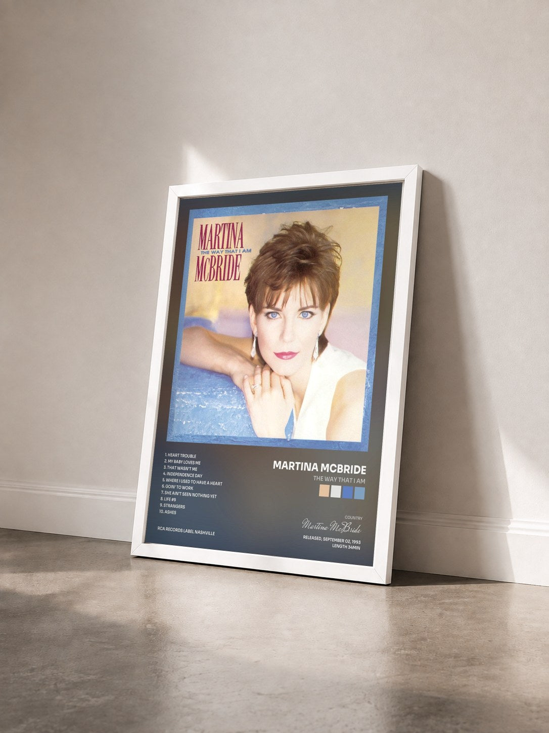 #blanc Tableau de l'album The Way That I Am de Martina McBride vu de trois quarts, cadre blanc