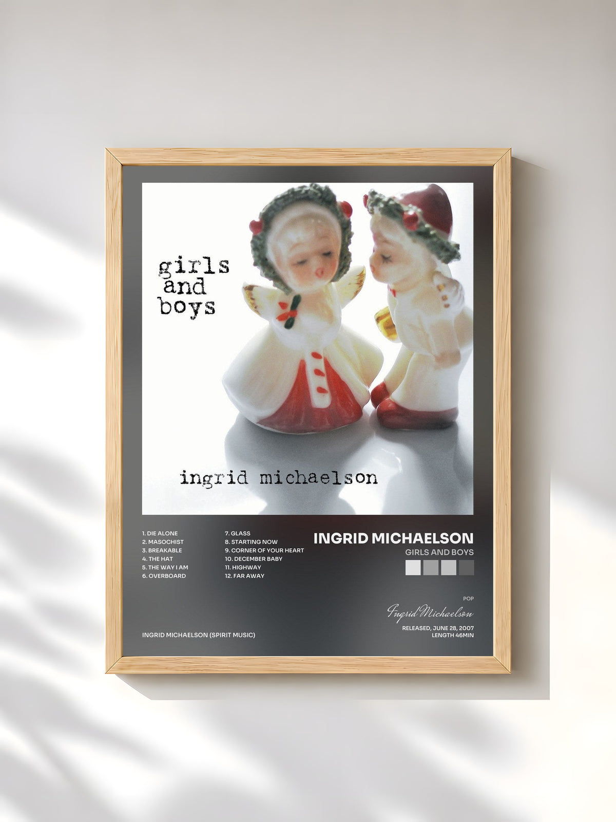 #bois Tableau de l'album Girls And Boys de Ingrid Michaelson, cadre en bois brut, imprimé et encadré en France