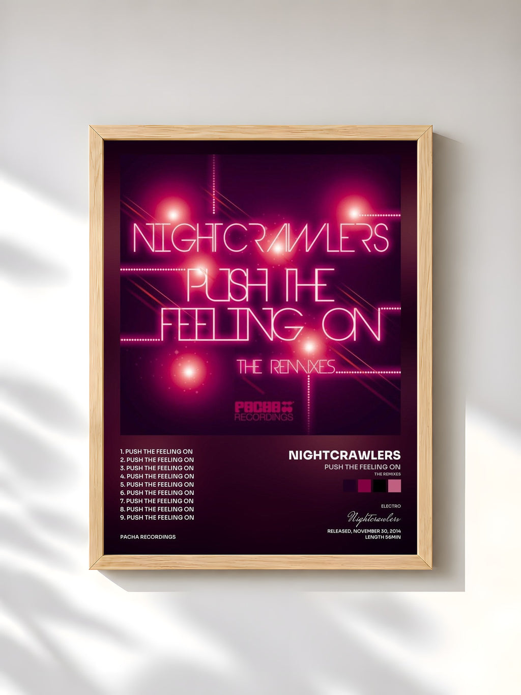 #bois Tableau de l'album Push the Feeling On (The Remixes) de Nightcrawlers, cadre en bois brut, imprimé et encadré en France