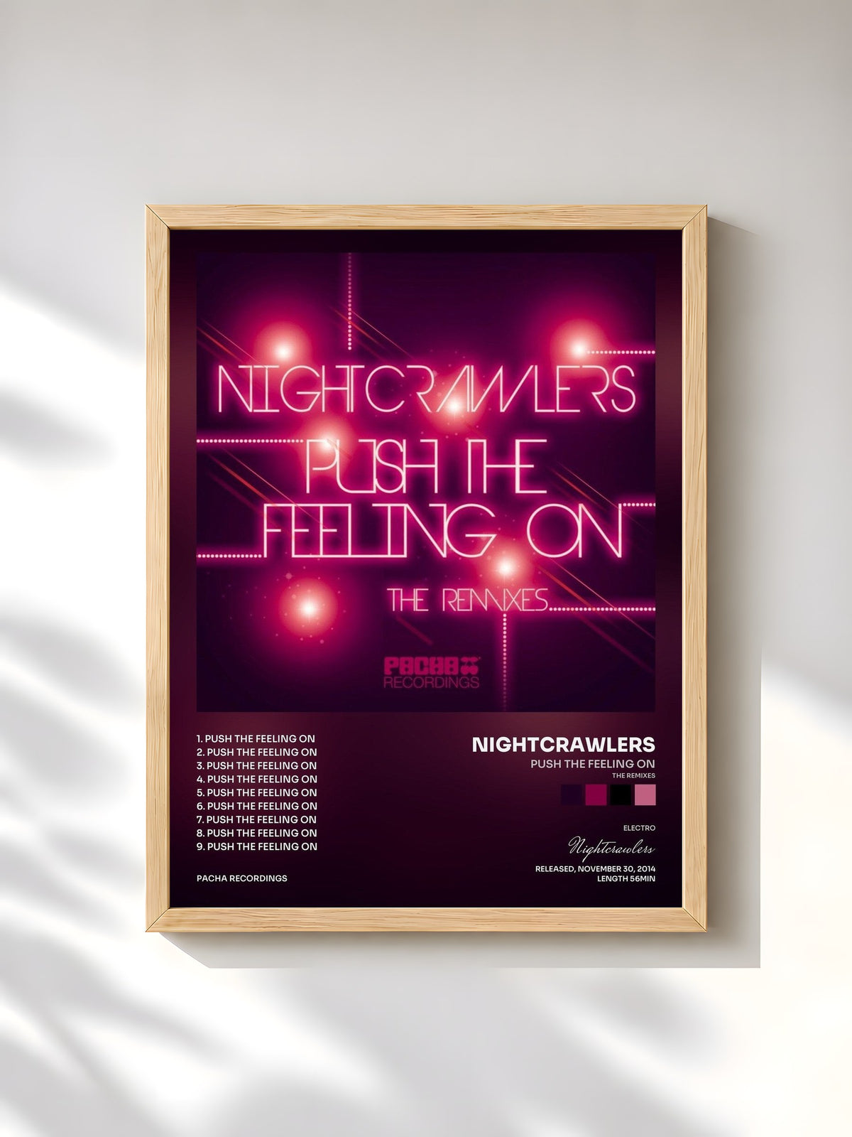 #bois Tableau de l'album Push the Feeling On (The Remixes) de Nightcrawlers, cadre en bois brut, imprimé et encadré en France