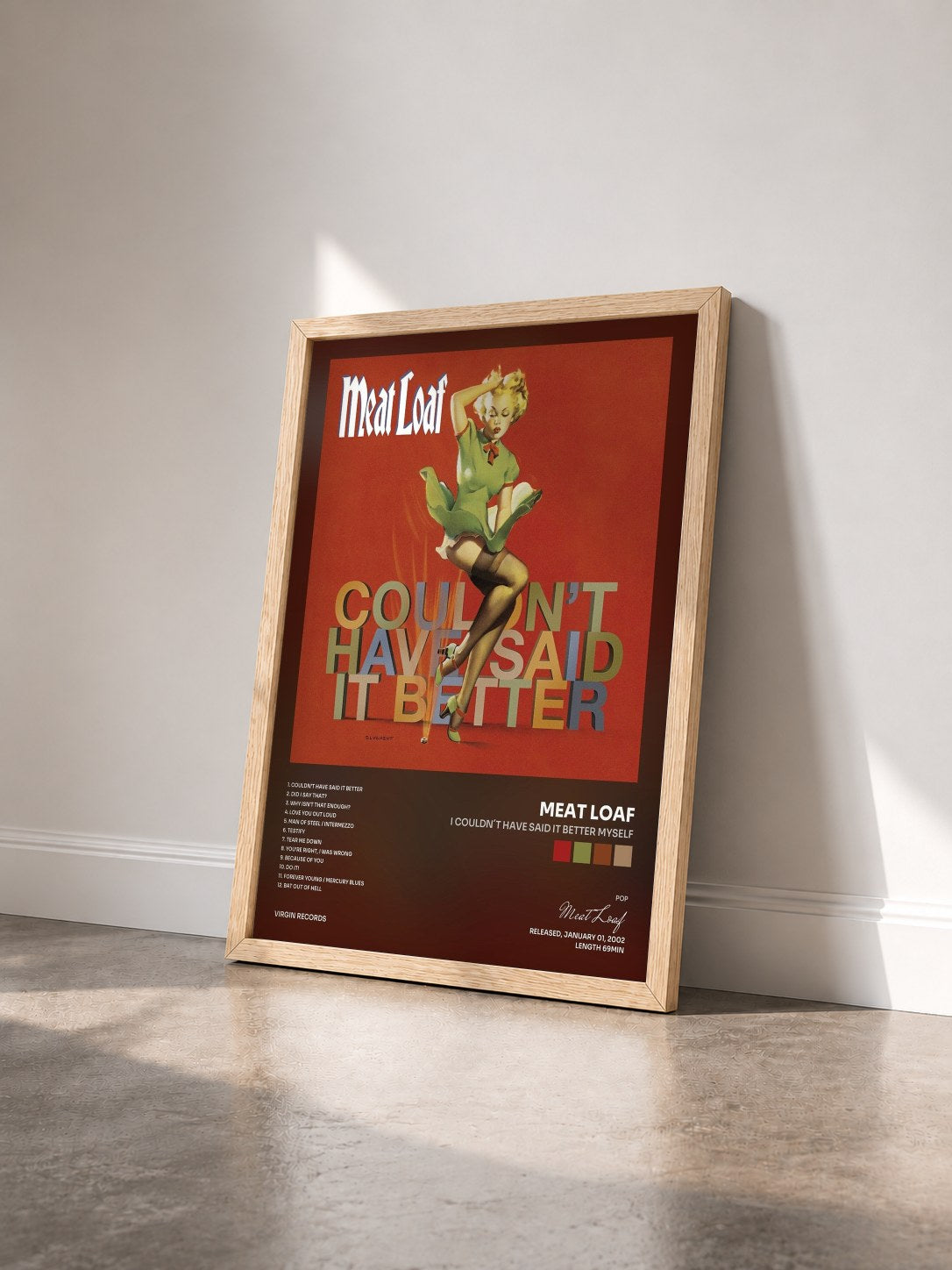 #bois Tableau de l'album I Couldn´t Have Said It Better Myself de Meat Loaf vu de trois quarts, cadre en bois brut