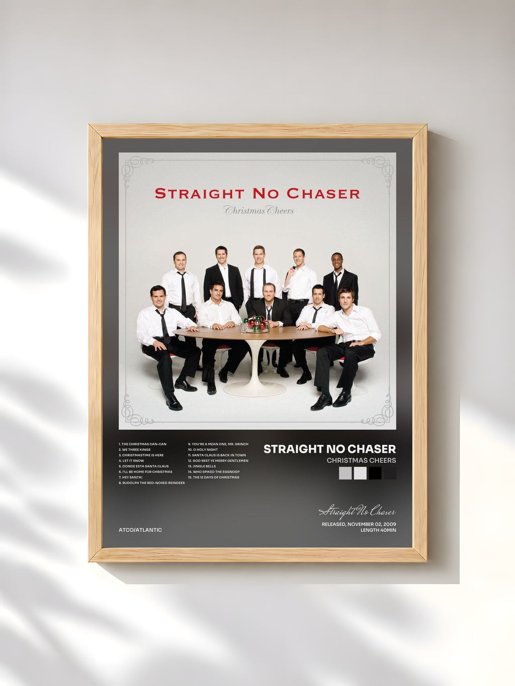#bois Tableau de l'album Christmas Cheers de Straight No Chaser, cadre en bois brut, imprimé et encadré en France
