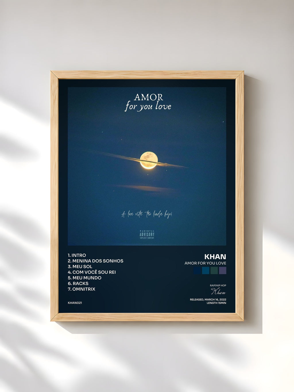 #bois Tableau de l'album Amor For You Love de Khan, cadre en bois brut, imprimé et encadré en France
