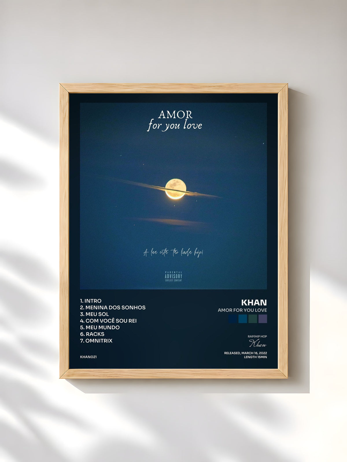 #bois Tableau de l'album Amor For You Love de Khan, cadre en bois brut, imprimé et encadré en France