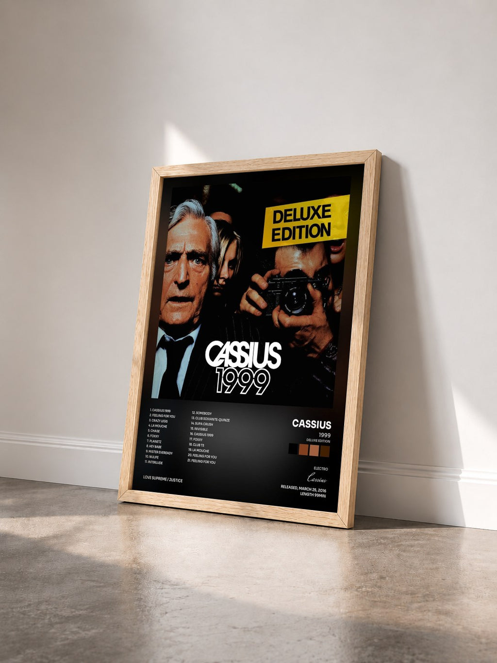 #bois Tableau de l'album 1999 (Deluxe Edition) de Cassius vu de trois quarts, cadre en bois brut