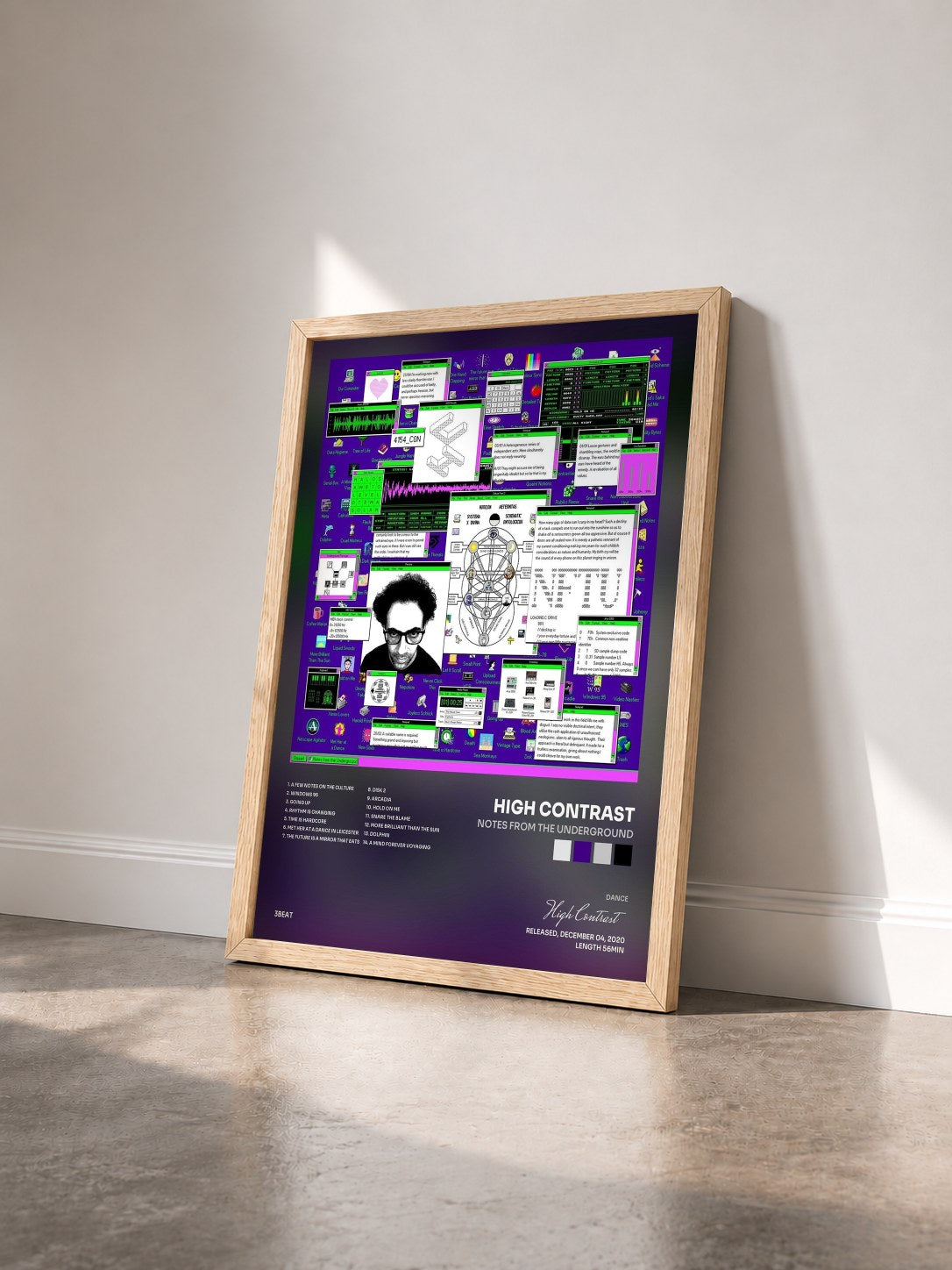 #bois Tableau de l'album Notes From The Underground de High Contrast vu de trois quarts, cadre en bois brut