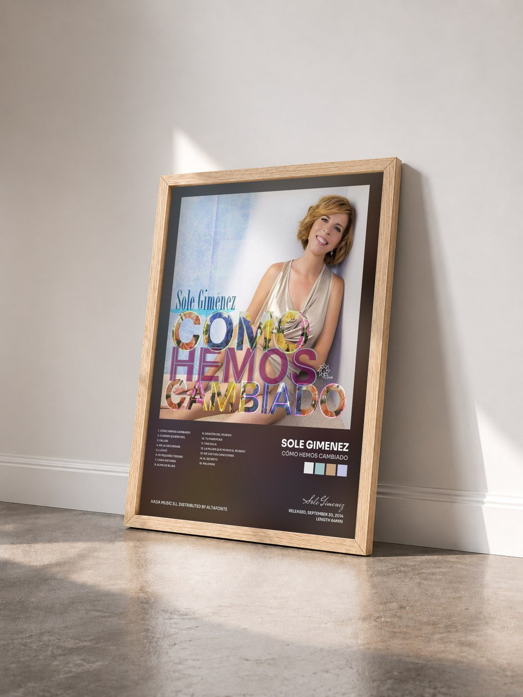 #bois Tableau de l'album Cómo Hemos Cambiado de Sole Gimenez vu de trois quarts, cadre en bois brut