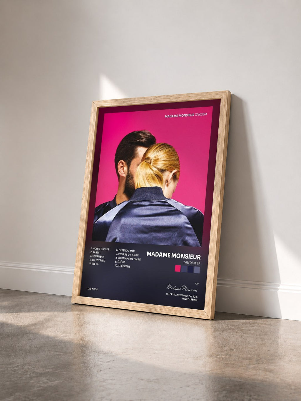 #bois Tableau de l'album Tandem EP de Madame Monsieur vu de trois quarts, cadre en bois brut