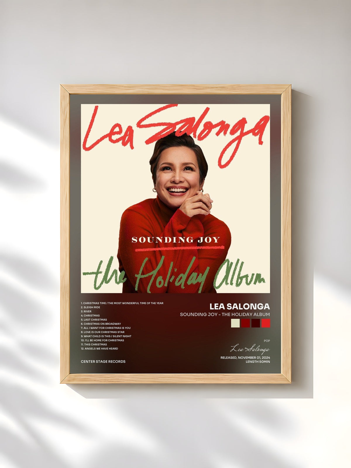 #bois Tableau de l'album Sounding Joy - The Holiday Album de Lea Salonga, cadre en bois brut, imprimé et encadré en France