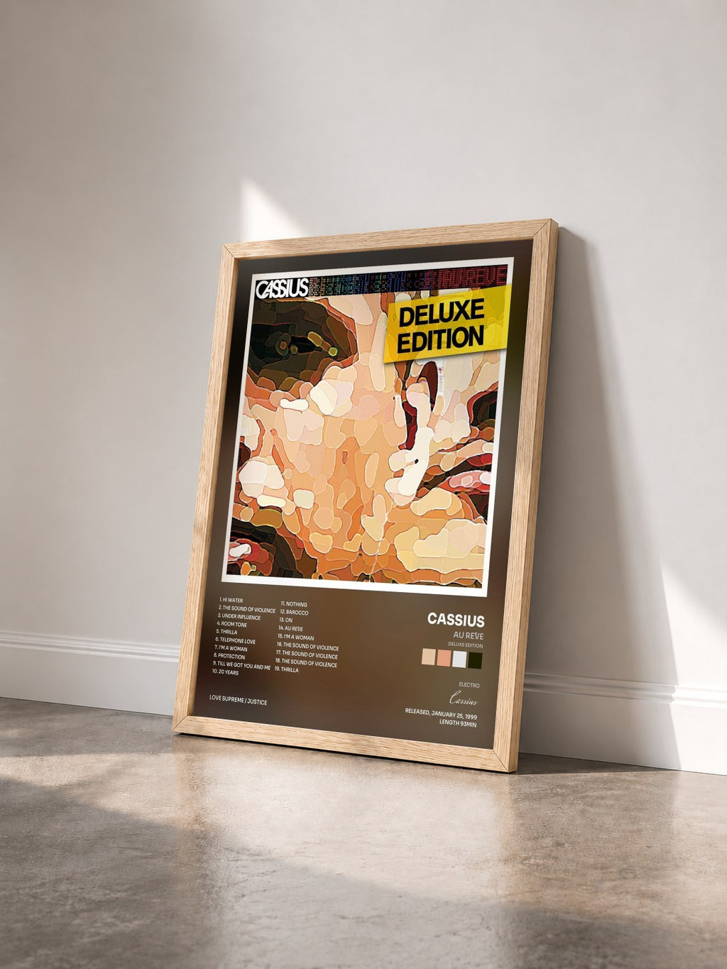 #bois Tableau de l'album Au Rêve (Deluxe Edition) de Cassius vu de trois quarts, cadre en bois brut