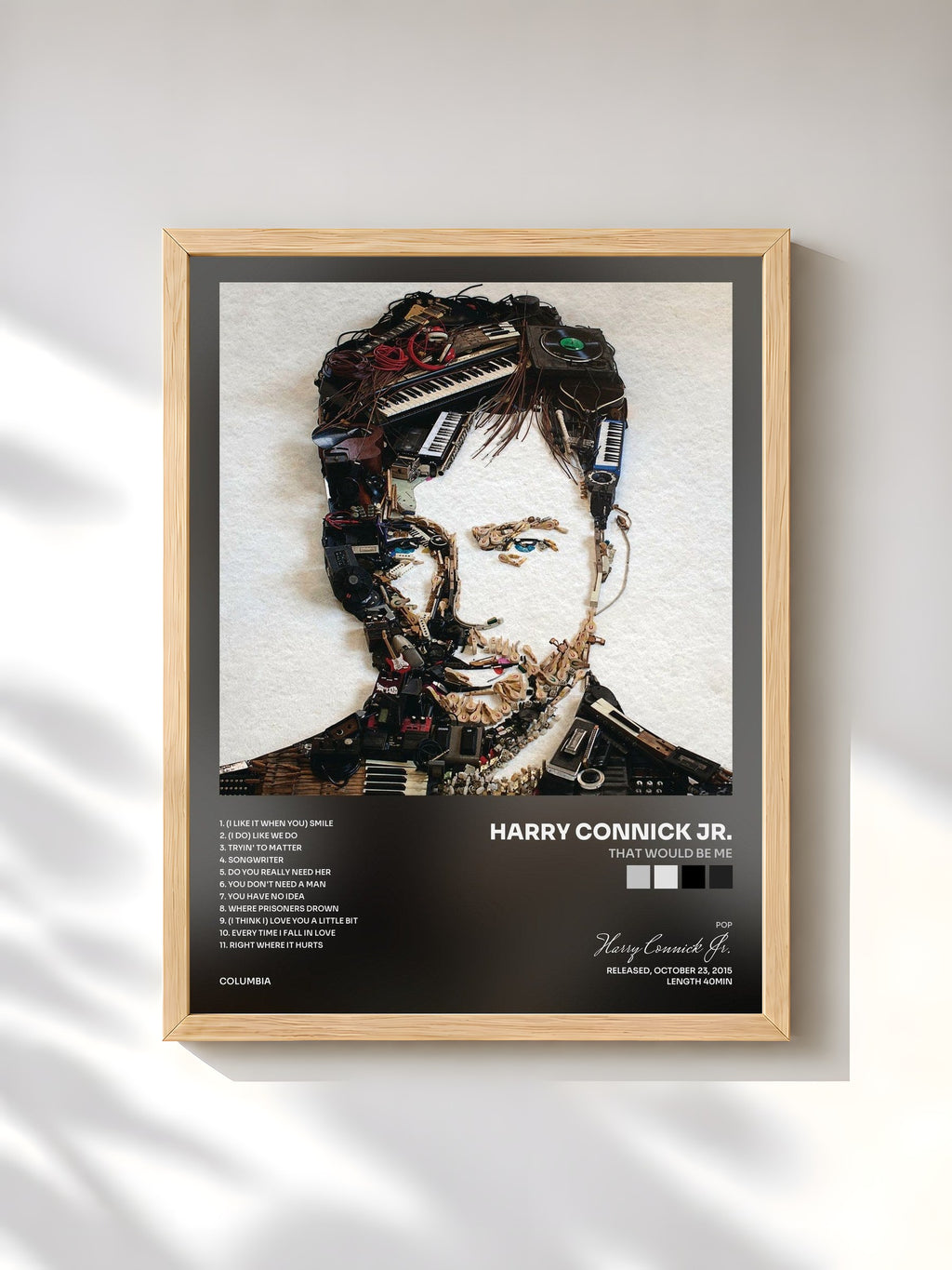 #bois Tableau de l'album That Would Be Me de Harry Connick Jr., cadre en bois brut, imprimé et encadré en France