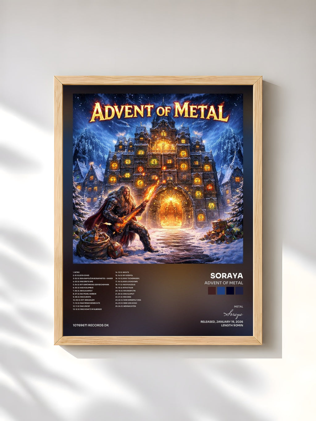 #bois Tableau de l'album Advent of Metal de Soraya, cadre en bois brut, imprimé et encadré en France