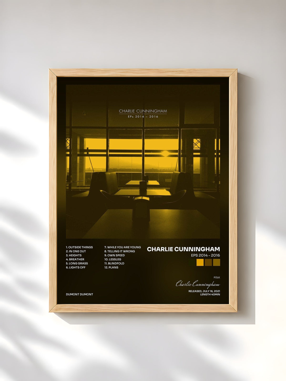 #bois Tableau de l'album EPs 2014 - 2016 de Charlie Cunningham, cadre en bois brut, imprimé et encadré en France
