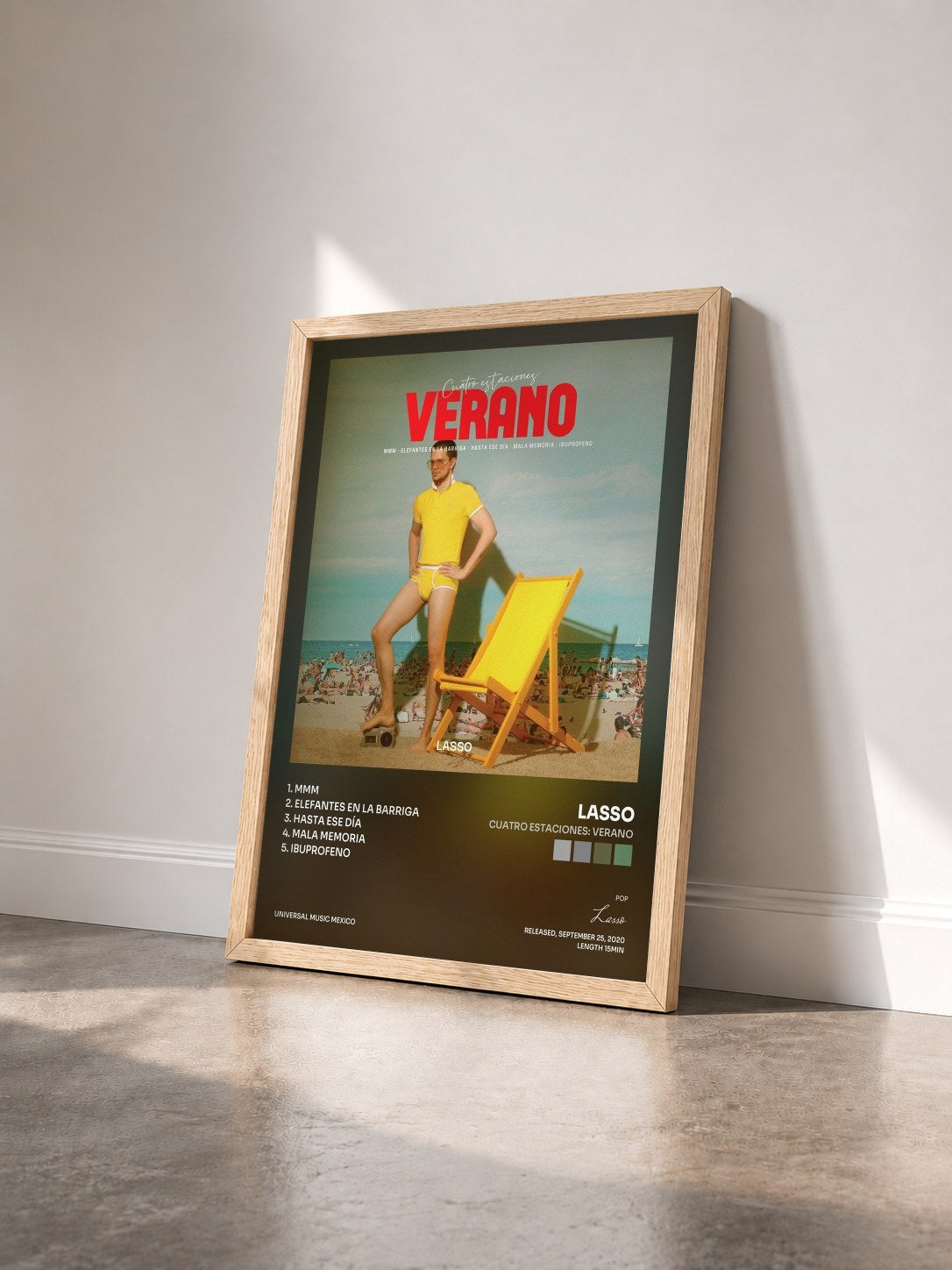 #bois Tableau de l'album Cuatro Estaciones: Verano de Lasso vu de trois quarts, cadre en bois brut