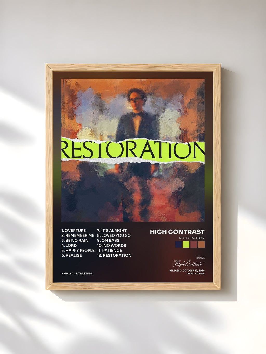 #bois Tableau de l'album Restoration de High Contrast, cadre en bois brut, imprimé et encadré en France
