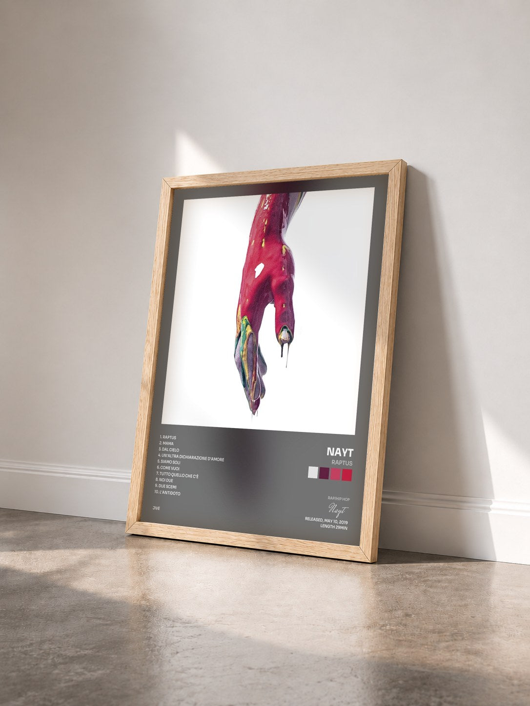 #bois Tableau de l'album Raptus de Nayt vu de trois quarts, cadre en bois brut