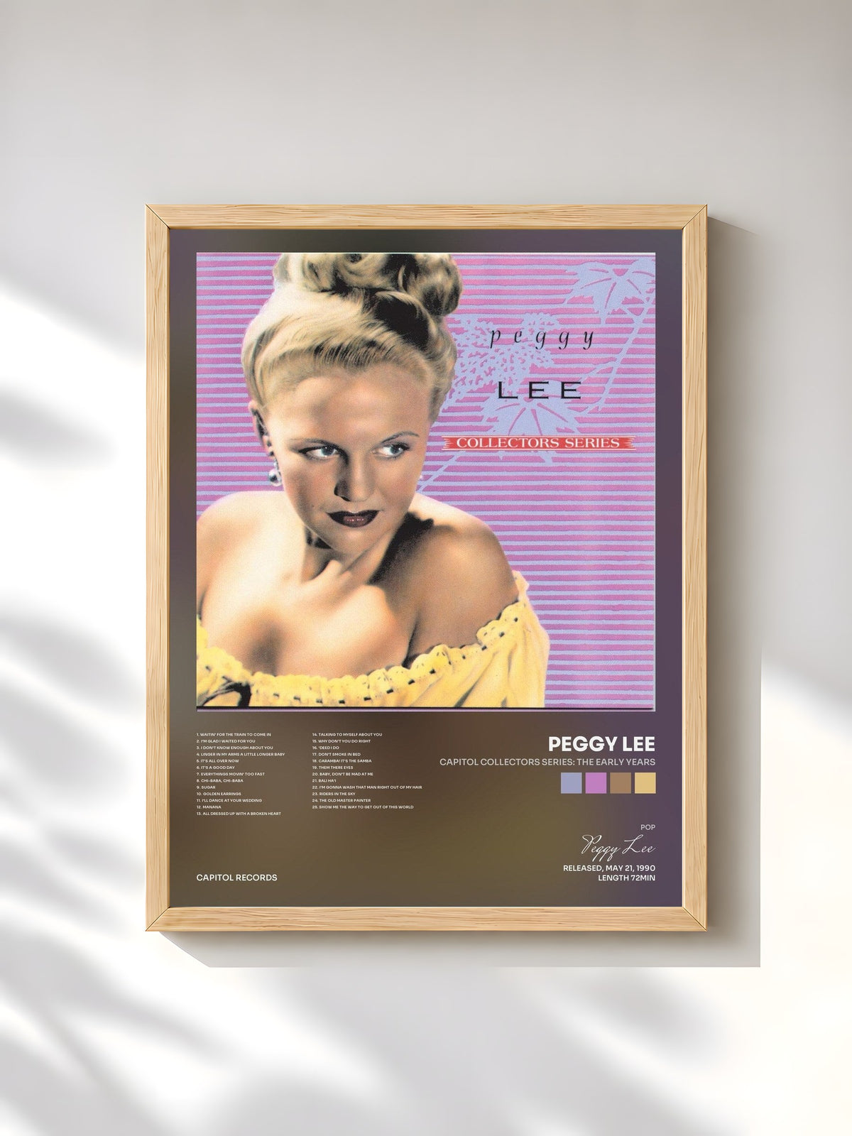 #bois Tableau de l'album Capitol Collectors Series: The Early Years de Peggy Lee, cadre en bois brut, imprimé et encadré en France